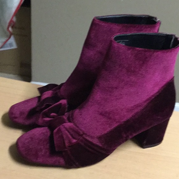 ASOS Burgundy Velvet Ankle Boot 7